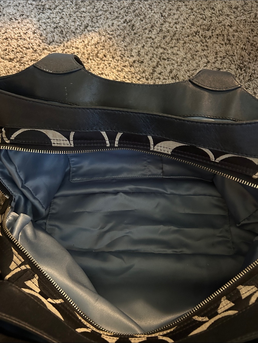 Coach Black and Cream Signature Logo Tote - Picture 4 of 7
